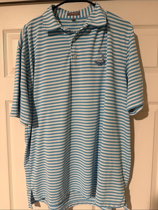 Peter Millar Other - Peter Millar Men's Aqua and White Striped Pinehurst 1895 Polo